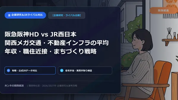 【企業研究・ライバル比較】阪急阪神HD vs JR西日本：関西私鉄・鉄道王者の不動産・まちづくりと就職難易度徹底解剖